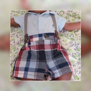 Baby Boy Polo Bodysuits and Plaid shorts outfit se